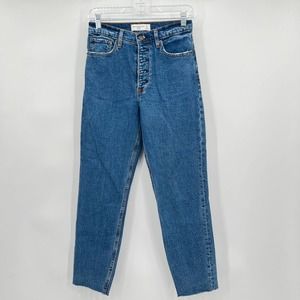 Abercrombie and Fitch The Mom High Rise Medium Blue Button Fly Jeans Size 25